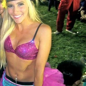 Fully rhinestoned burlesque Halloween costume bra